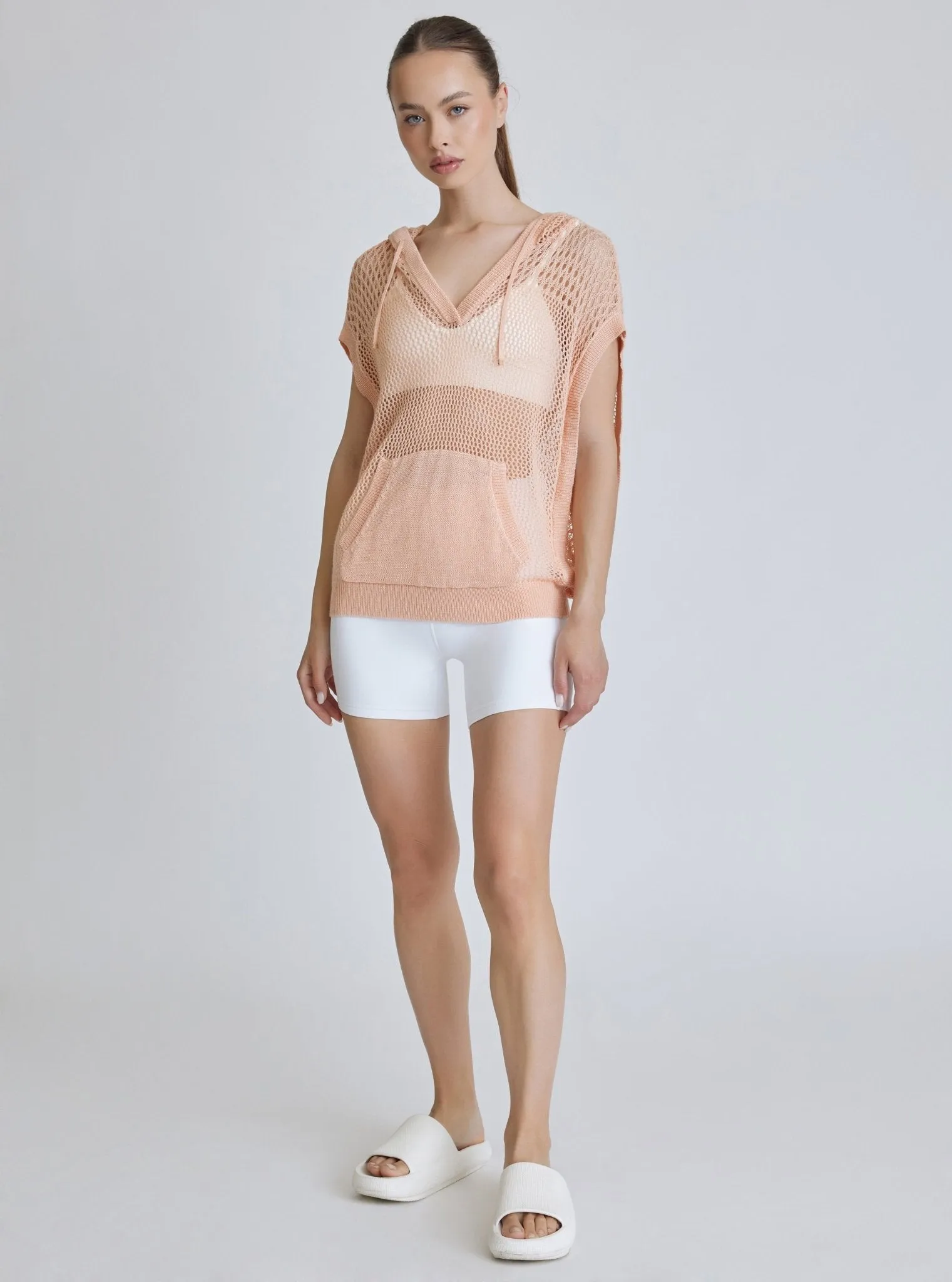 Pullover Crochet Sleeveless Hoodie - Almost Apricot - FINAL SALE sold by blanc noir product image thumbnail 4