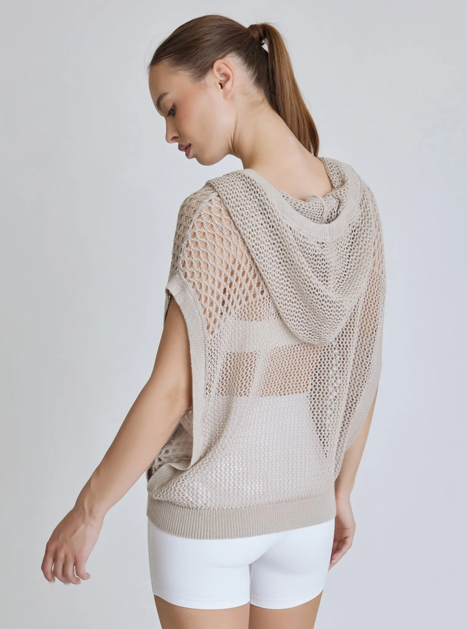 Pullover Crochet Sleeveless Hoodie - Pumice - FINAL SALE sold by blanc noir product image thumbnail 5