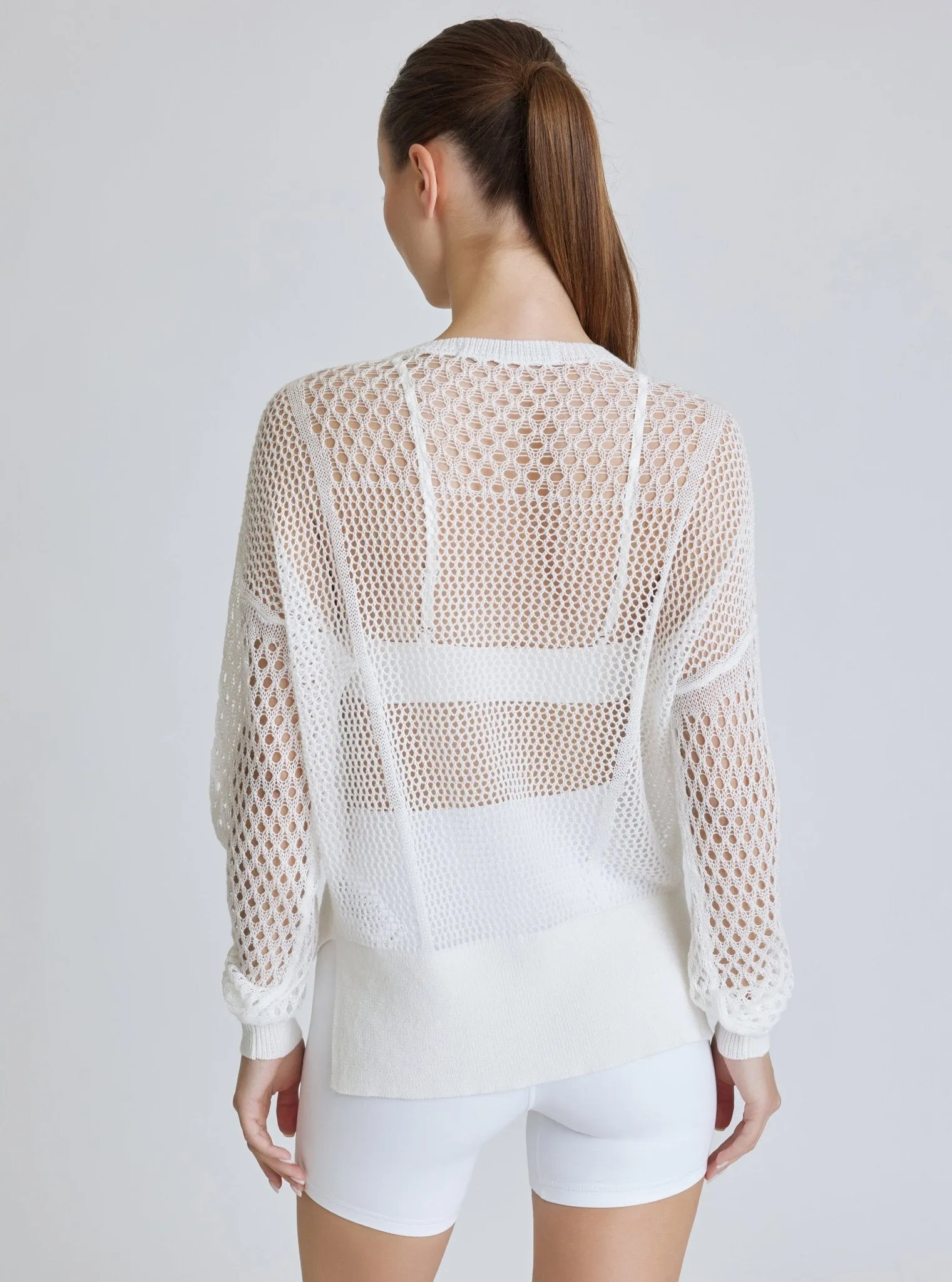 White Lace Up Crochet Sweatshirt - FINAL SALE sold by blanc noir product image thumbnail 4