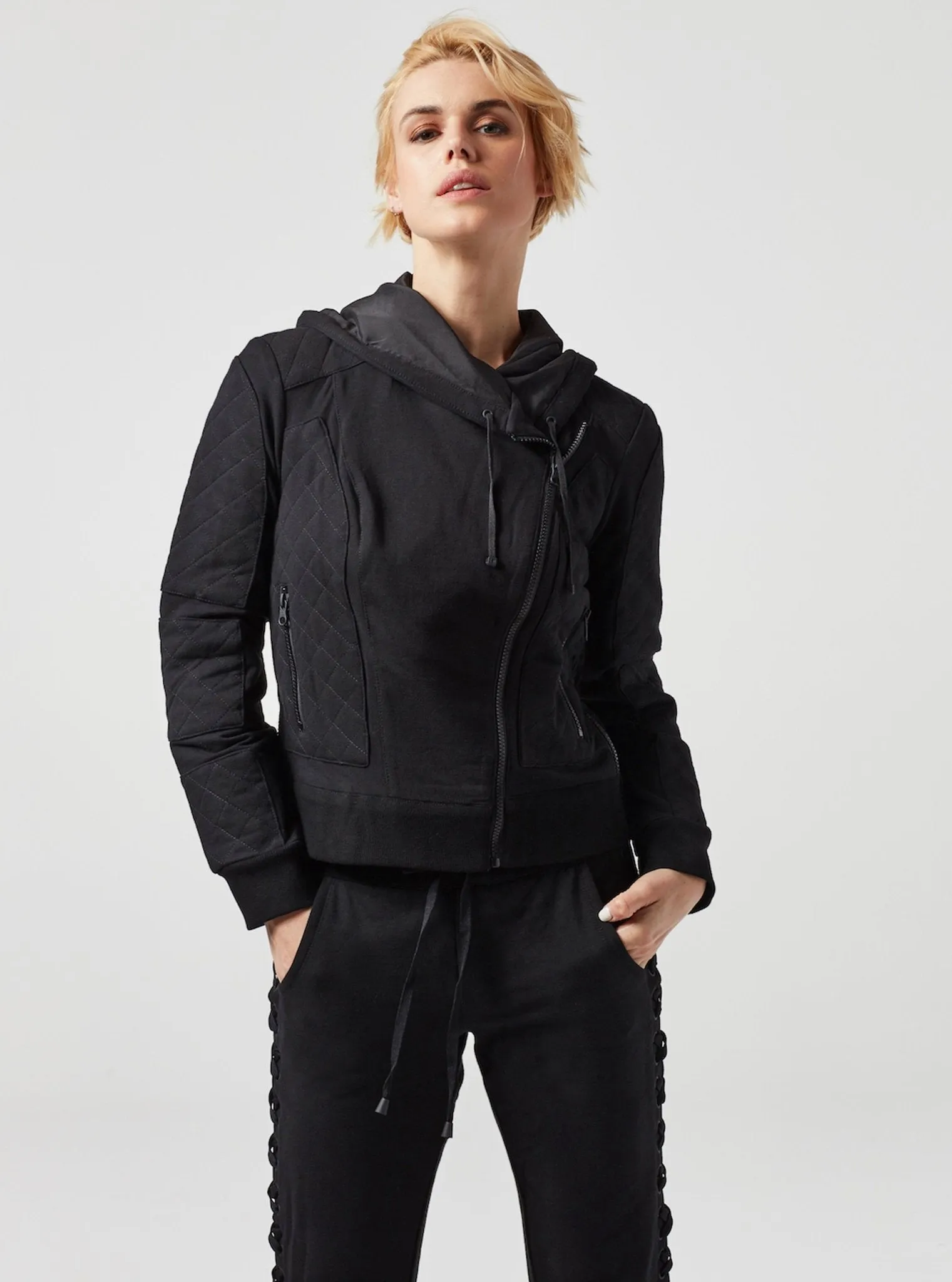 French Terry Mesh Moto - Black - FINAL SALE sold by blanc noir product image thumbnail 2