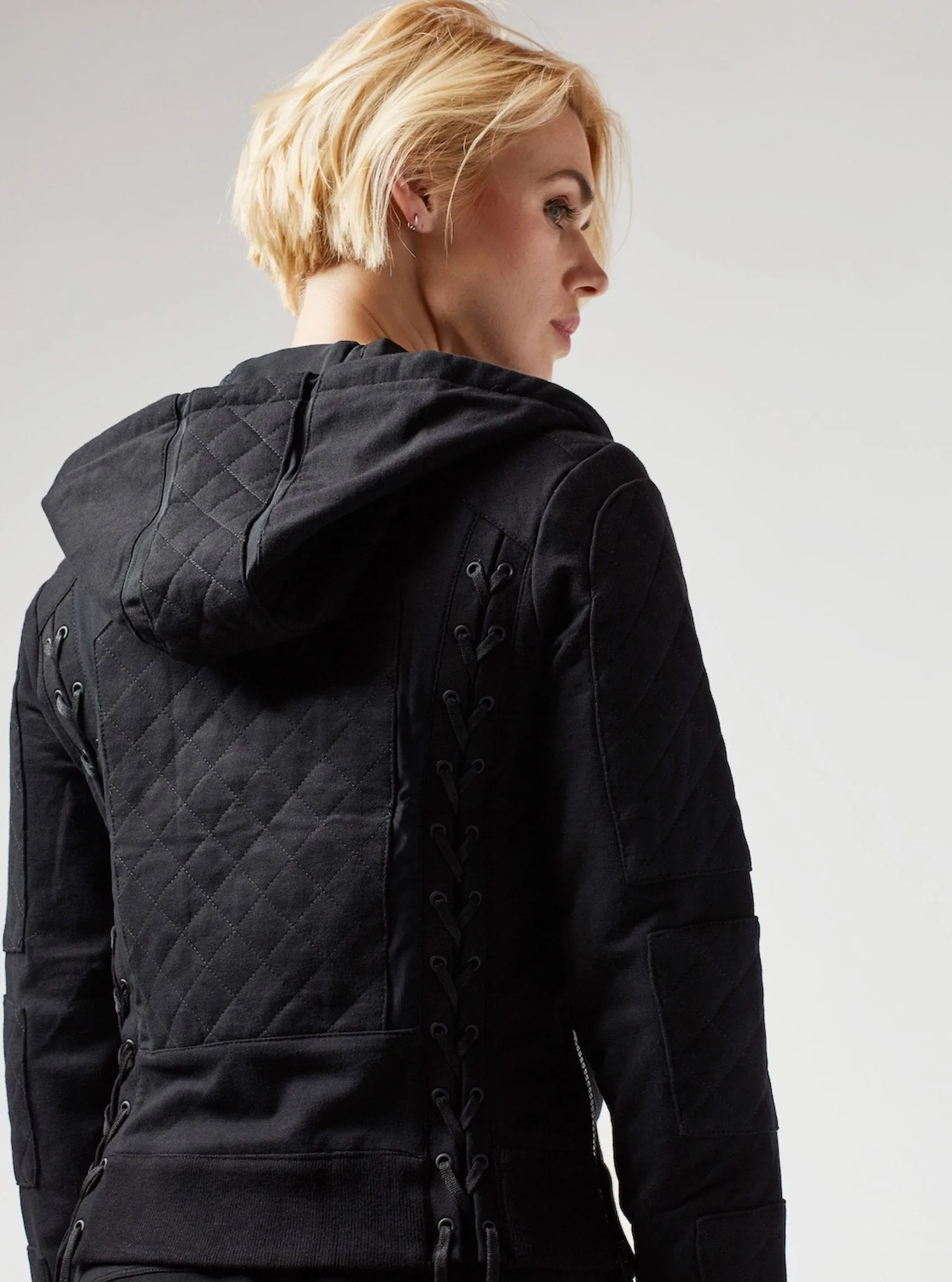 French Terry Mesh Moto - Black - FINAL SALE sold by blanc noir product image thumbnail 3