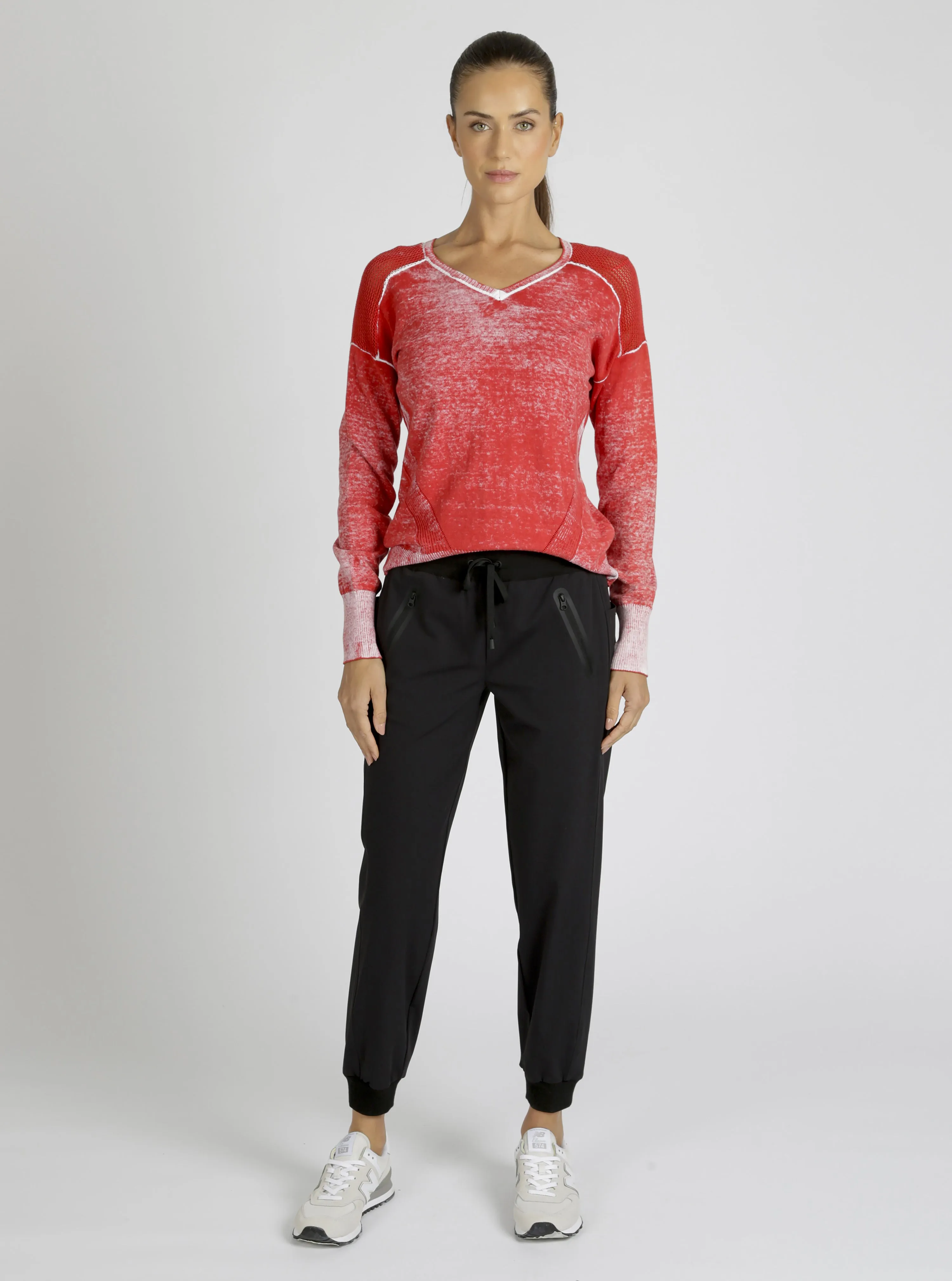 $39 V-Neck Cotton Huntress Sweater - Cranberry, Navy or Black - FINAL SALE sold by blanc noir product image thumbnail 3