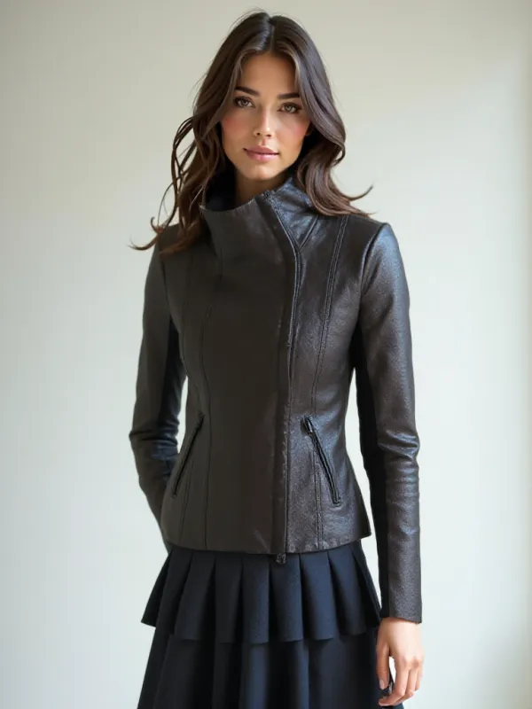 Funnel Neck Moto Jacket - FINAL SALE made by blanc noir