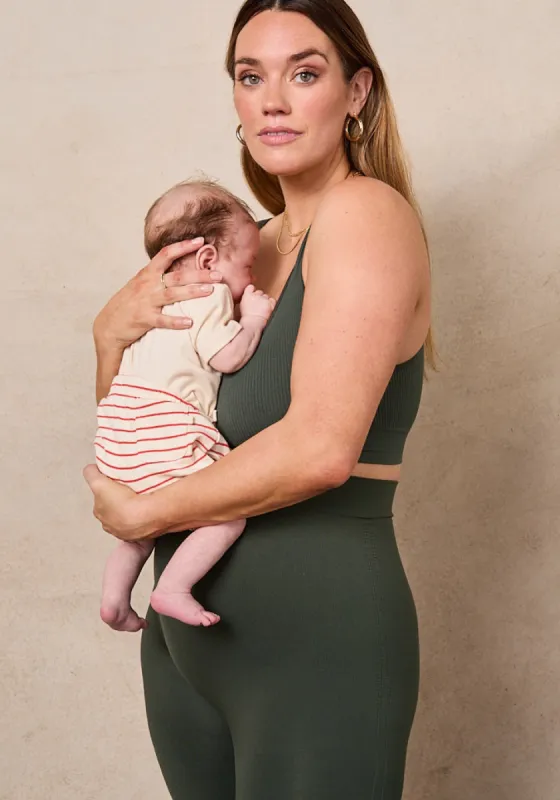 Highwaist Postpartum + Nursing Support Leggings & Ribbed Bralette Bundle sold by BLANQI