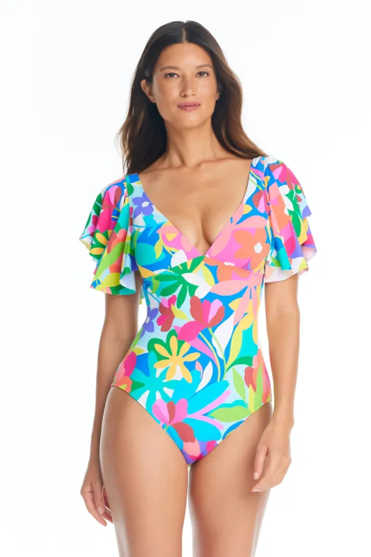 Away We Go Ruffle One-Piece Swimsuit sold by Bleu Rod Beattie