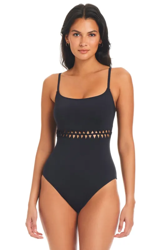 Pulling Strings Over-The-Shoulder One-Piece sold by Bleu Rod Beattie