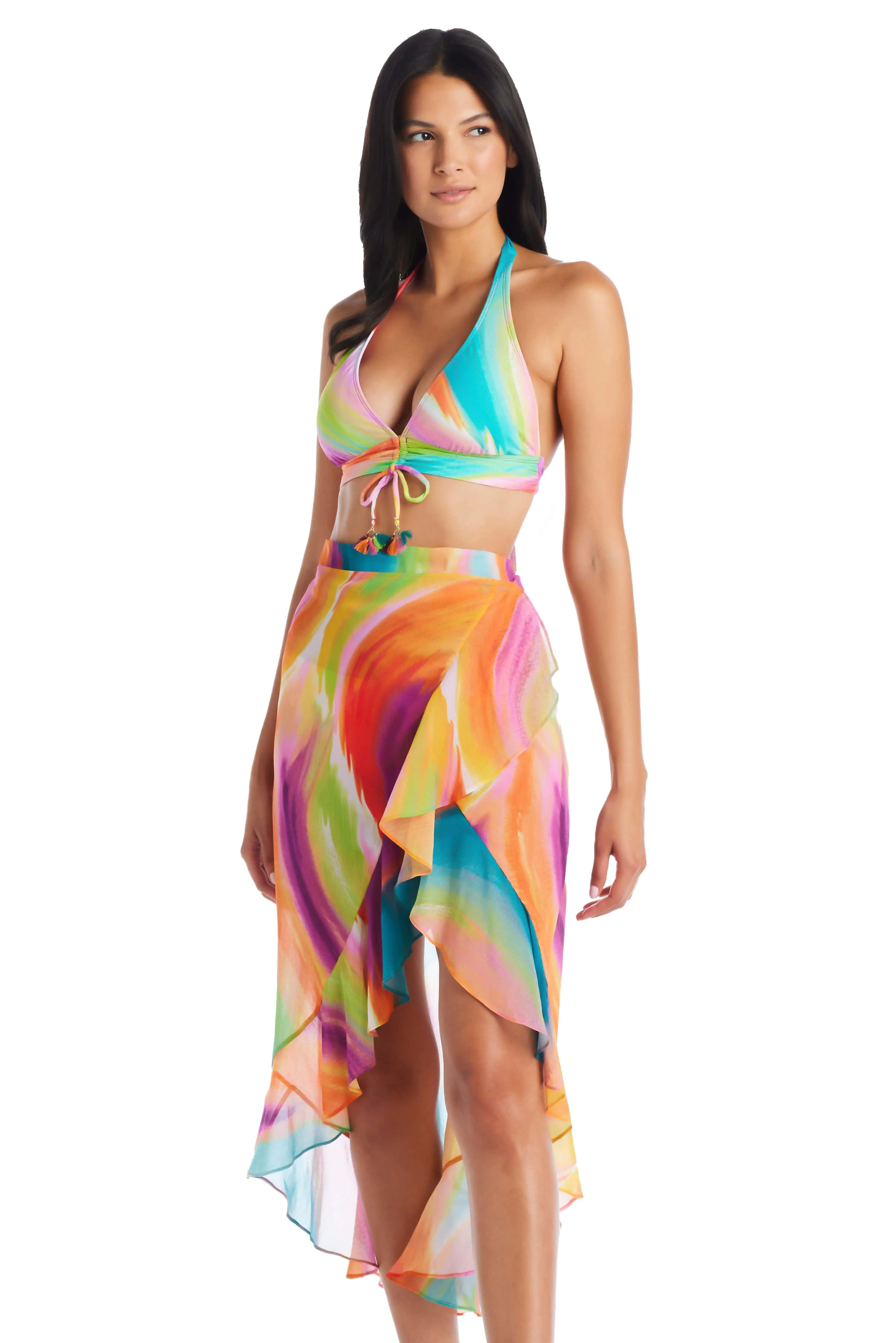 Splash Out Long Chiffon Ruffle Pareo Cover Up sold by Bleu Rod Beattie product image thumbnail 3
