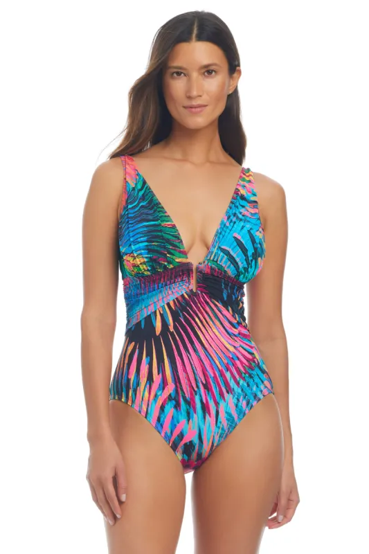 Wild Thing Plunge Over the Shoulder One Piece Swimsuit sold by Bleu Rod Beattie