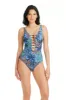 By The Sea One Piece Low Neck Lace Down Swimsuit - Size 14 sold by Bleu Rod Beattie