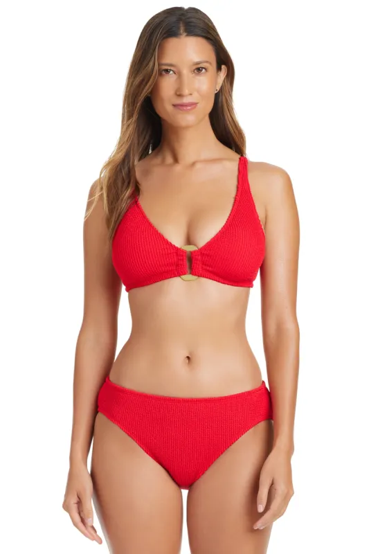 Pucker Up Over The Shoulder Bikini Top in Red sold by Bleu Rod Beattie