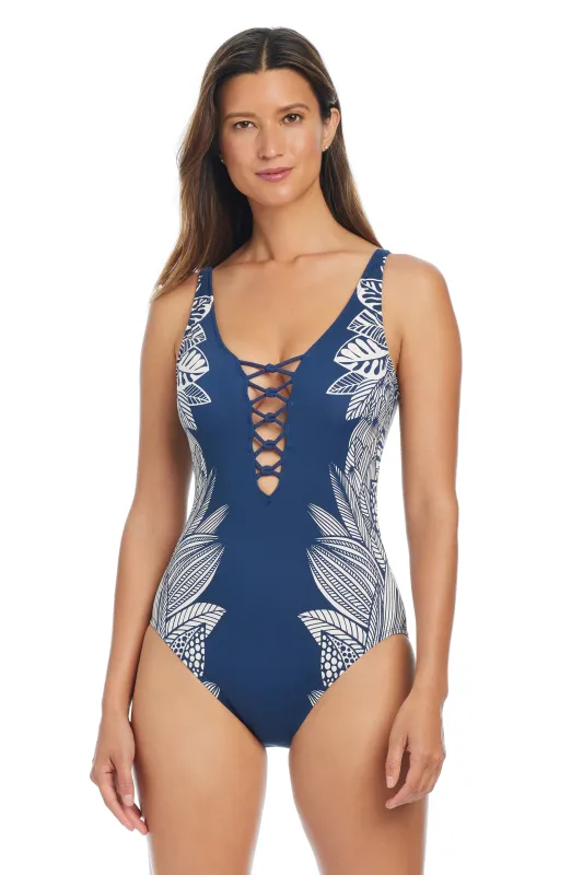 Bali Breeze Exclusive Lace Down One Piece Swimsuit sold by Bleu Rod Beattie