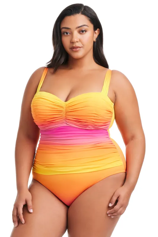 NEW! Plus Size Beat The Heat Shirred Bandeau One Piece Swimsuit sold by Bleu Rod Beattie