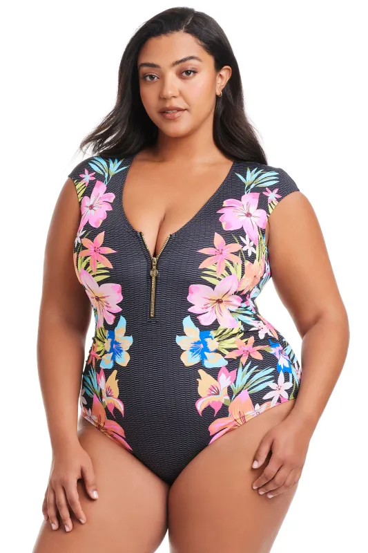 NEW! Plus Size Sweet Escape Cap Sleeve One Piece Swimsuit sold by Bleu Rod Beattie