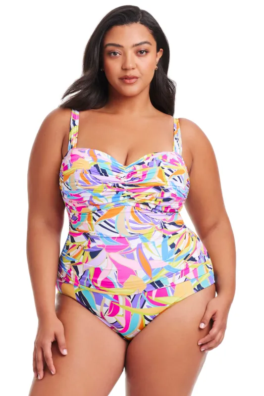 Plus Size Living Color Shirred Bandeau One Piece Swimsuit sold by Bleu Rod Beattie