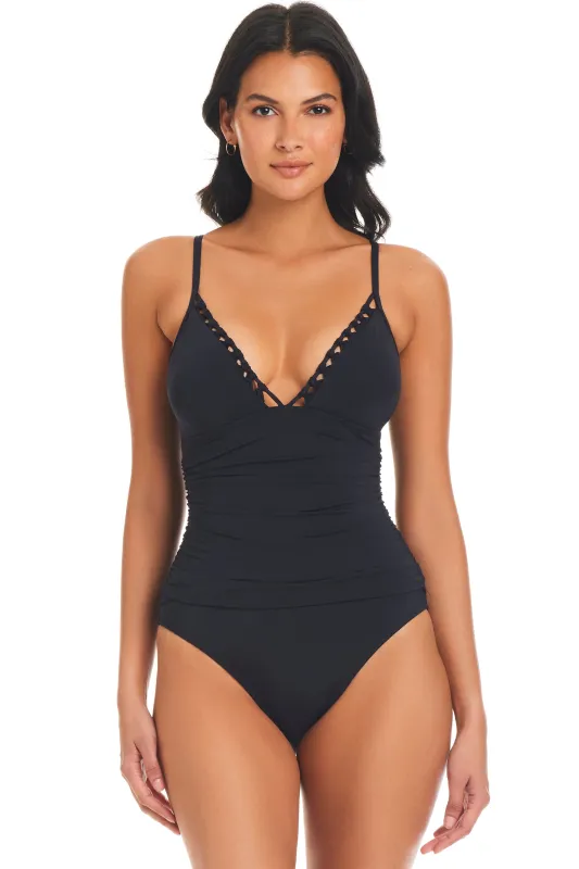 Pulling Strings Braided One Piece Swimsuit sold by Bleu Rod Beattie
