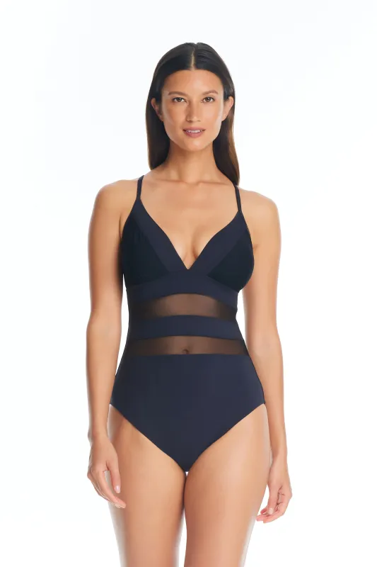 Don't Mesh With Me Cross Back One Piece Mesh Swimsuit sold by Bleu Rod Beattie