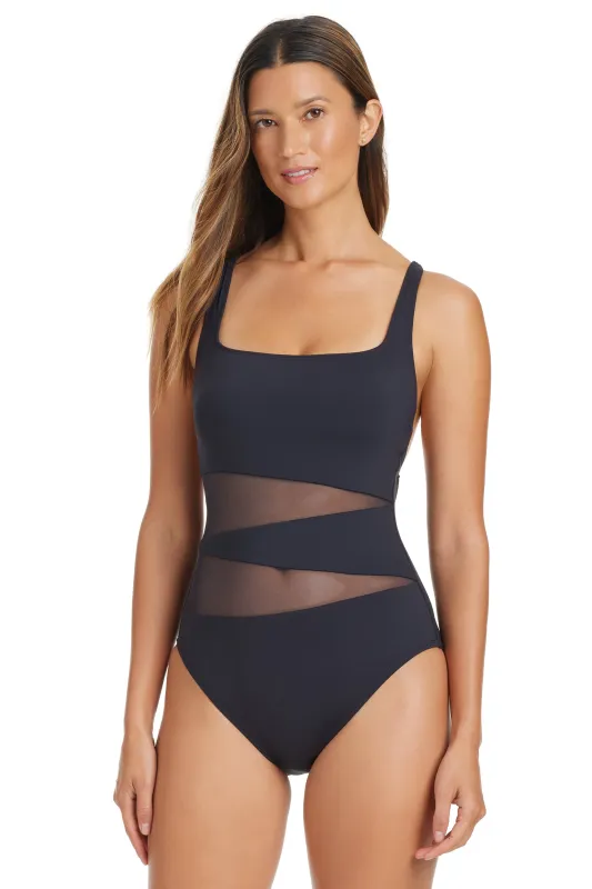 The Don't Mesh With Me Square Neck One Piece Swimsuit sold by Bleu Rod Beattie