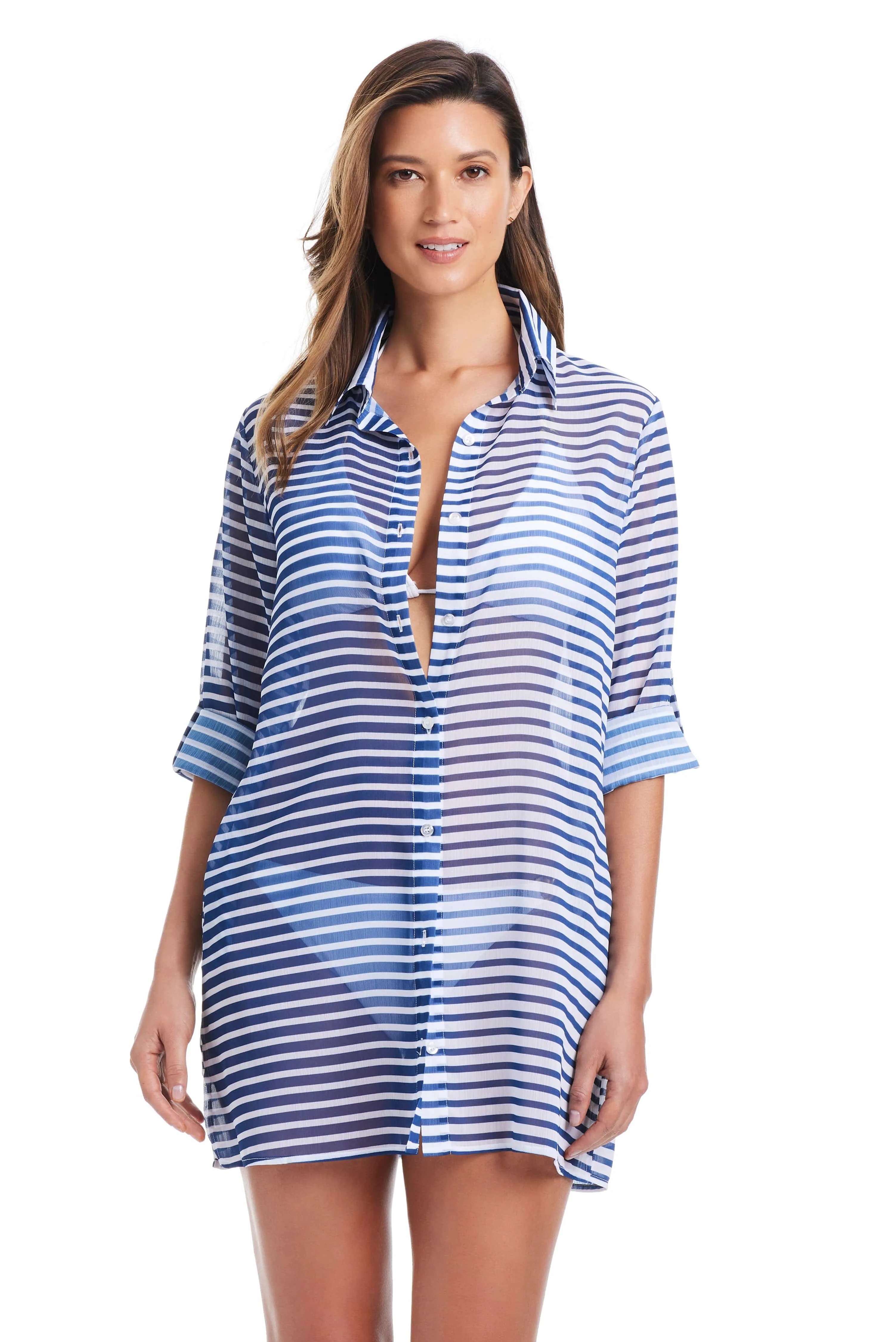 Smooth Operator Exclusive Chiffon Shirt Cover Up sold by Bleu Rod Beattie