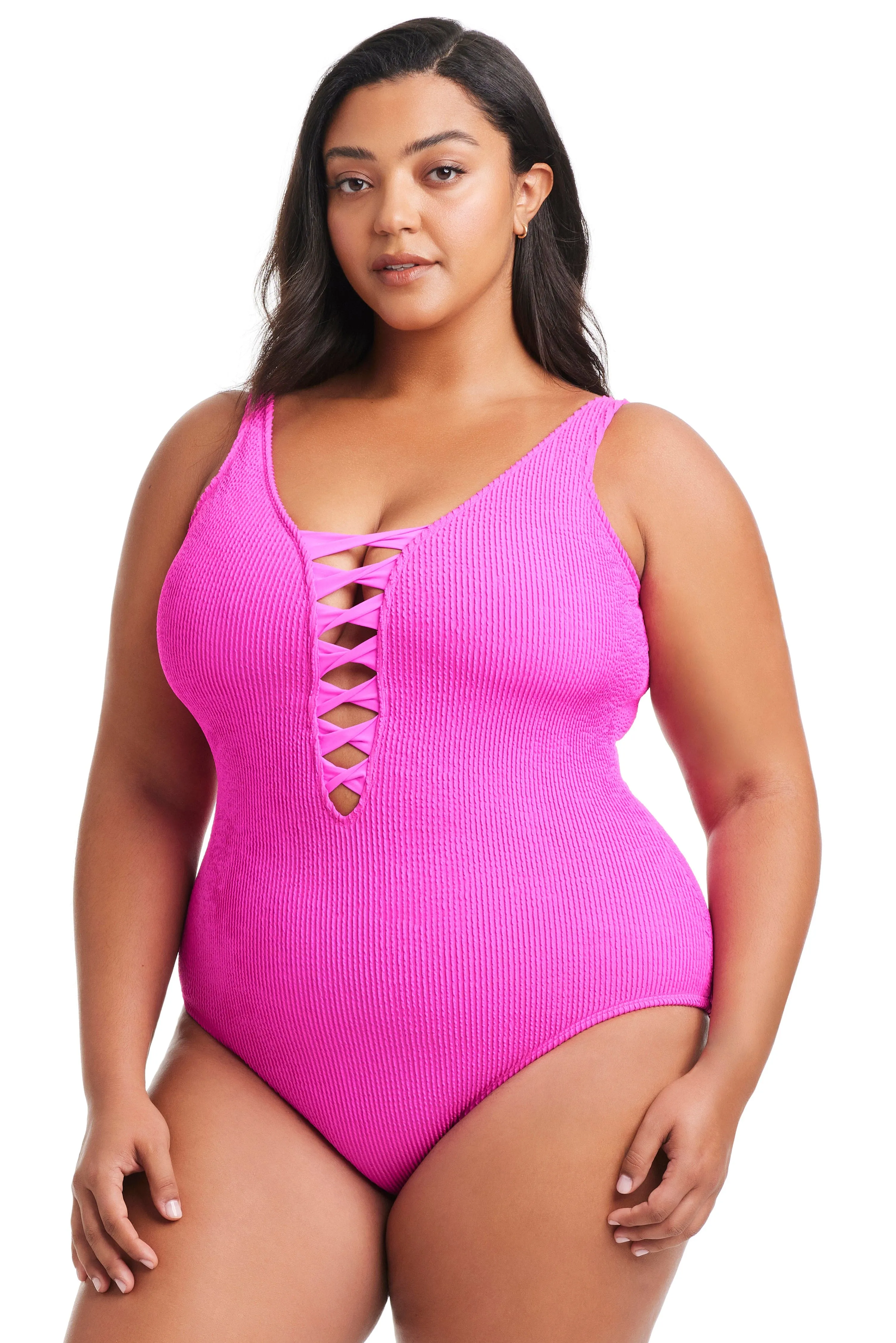 Plus Size Pucker Up Lace Down One Piece Swimsuit sold by Bleu Rod Beattie product image thumbnail 2