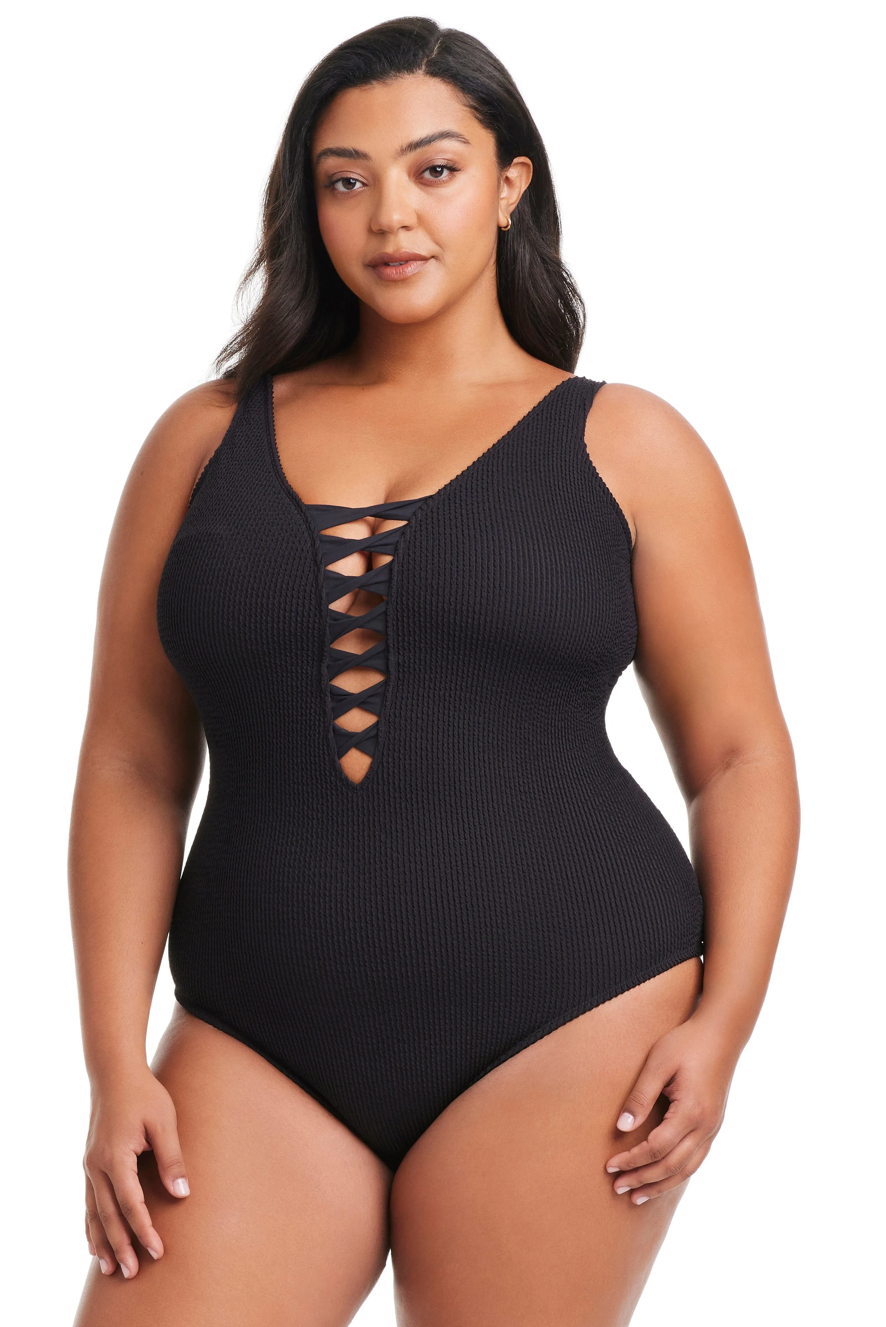 Plus Size Pucker Up Lace Down One Piece Swimsuit sold by Bleu Rod Beattie product image thumbnail 5