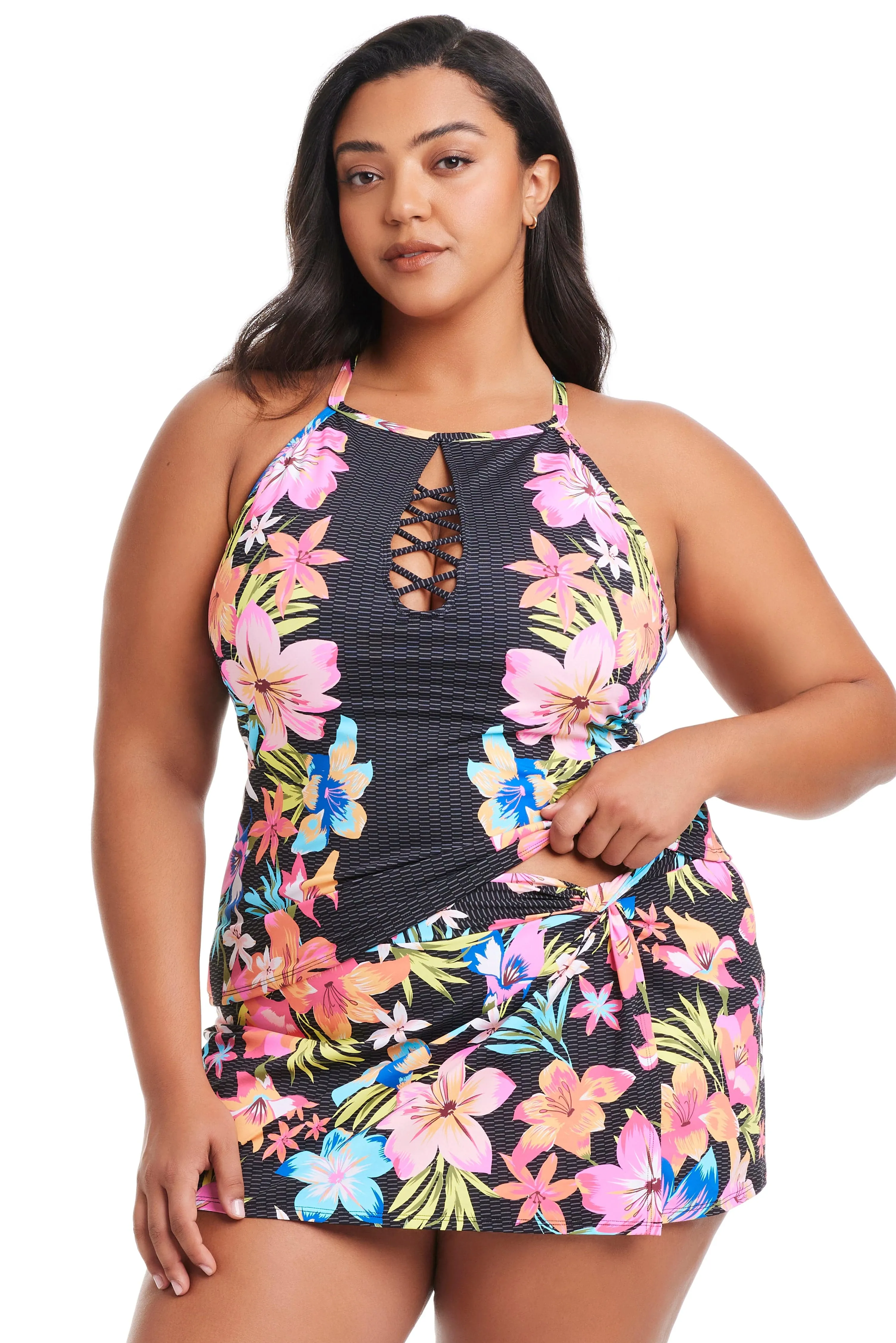 Plus Size Sweet Escape Hi-Neck Tankini Top sold by Bleu Rod Beattie