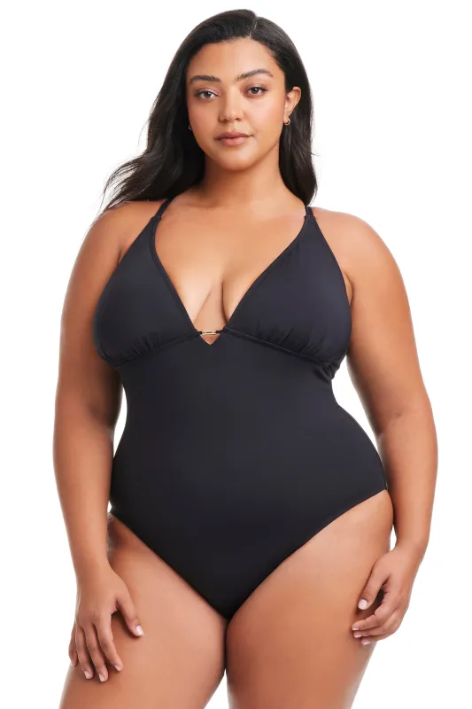 Plus Size La Cote D'Azur Macramé One Piece Swimsuit sold by Bleu Rod Beattie