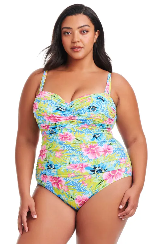 Plus Size Let's Get Away Shirred One Piece Swimsuit sold by Bleu Rod Beattie
