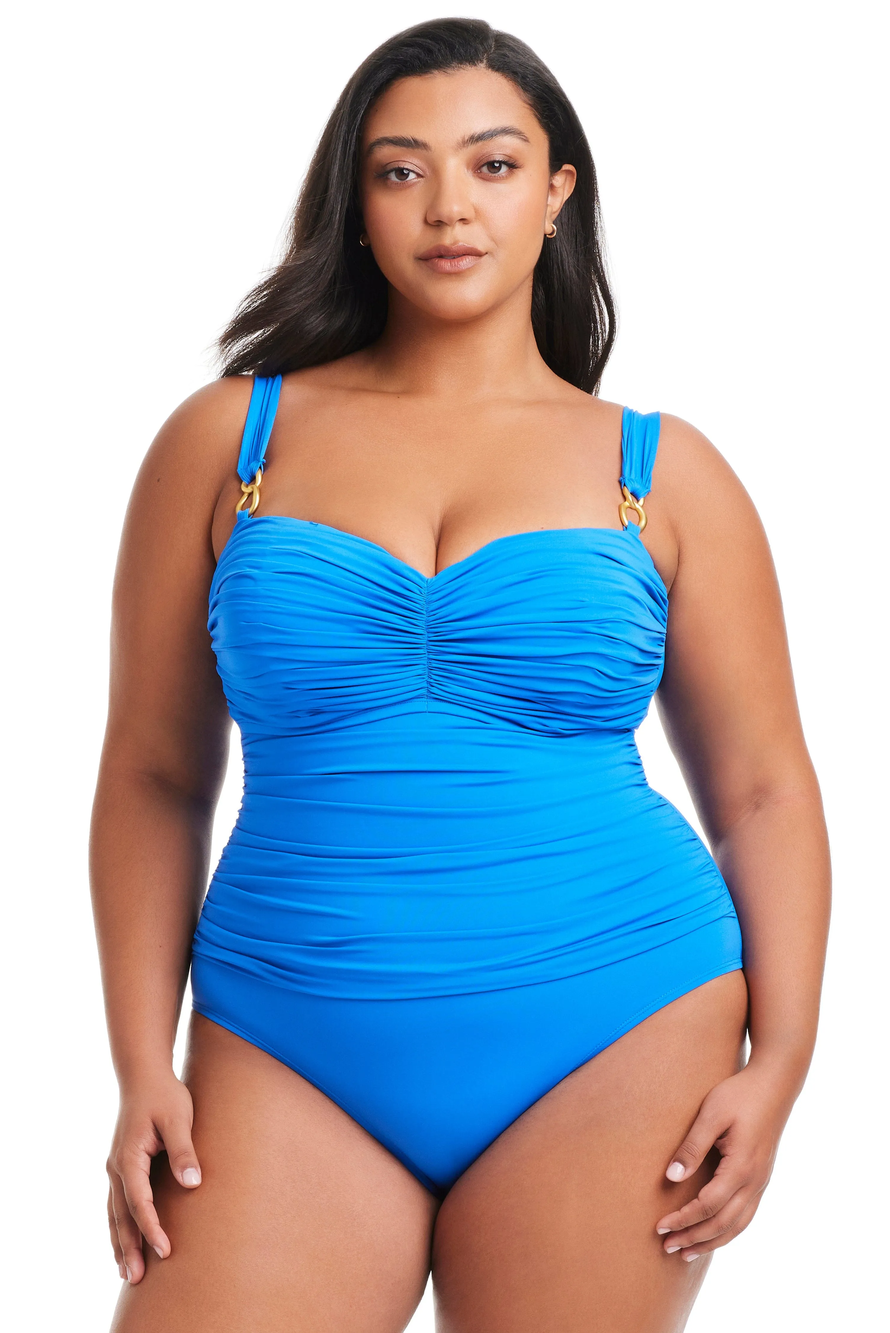Plus Size Life's A Beach Shirred One Piece Swimsuit sold by Bleu Rod Beattie