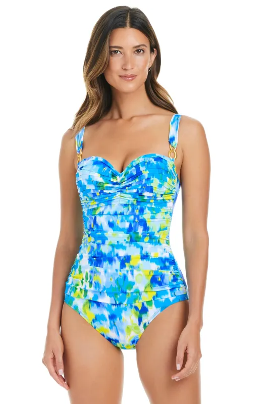 Life's A Beach Shirred One Piece Swimsuit sold by Bleu Rod Beattie