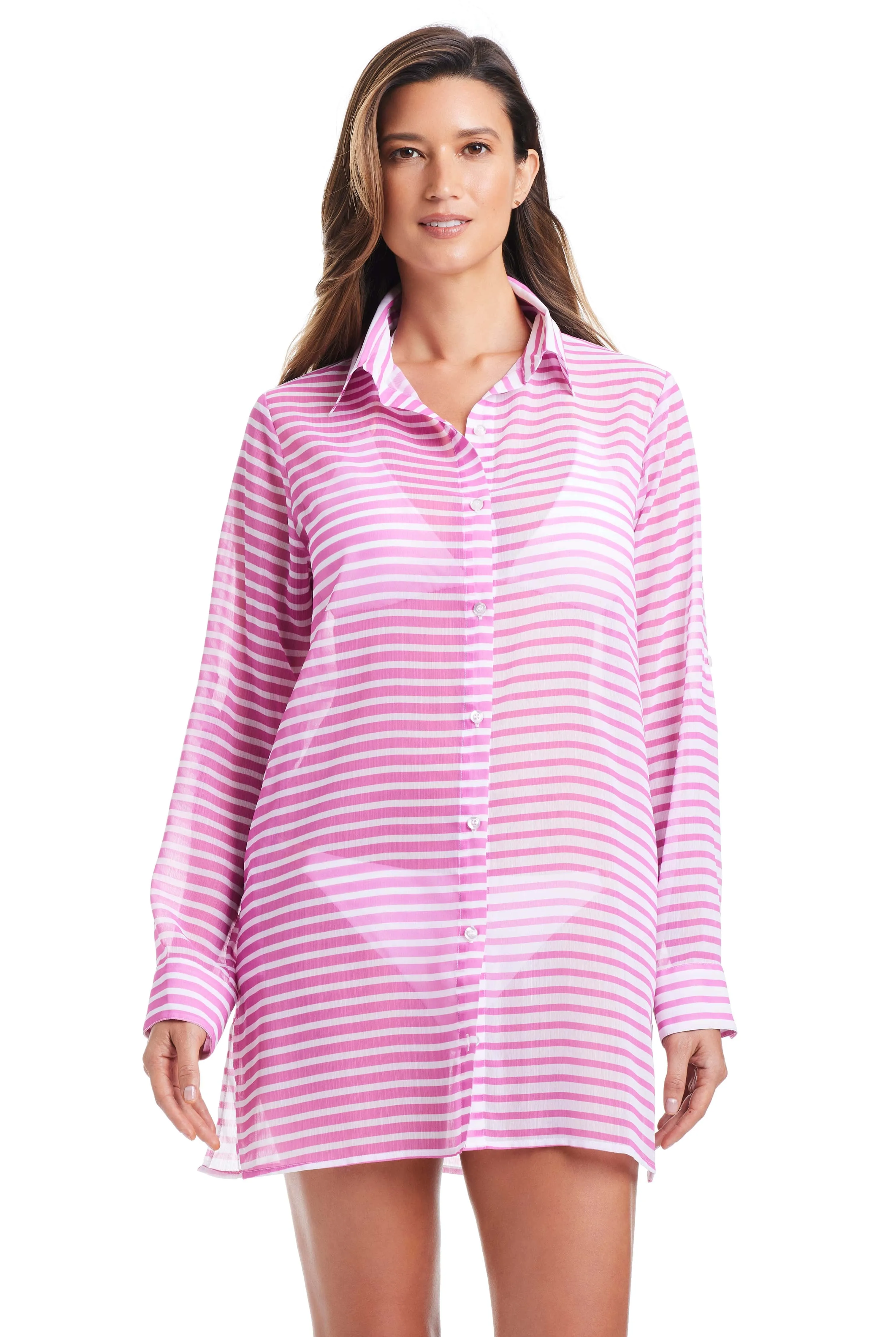 EXCLUSIVE! Smooth Operator Button Down Shirt Cover Up sold by Bleu Rod Beattie product image thumbnail 4