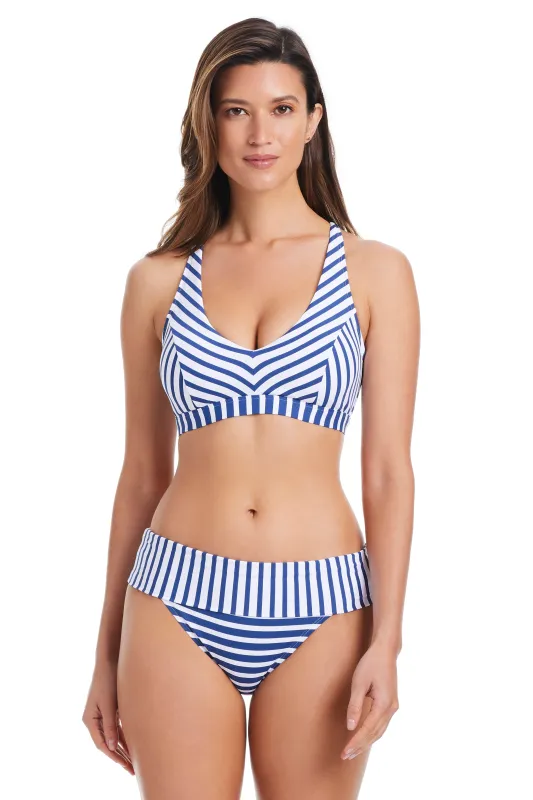 EXCLUSIVE! The Americana D-DD Cross Back Bikini Top in Navy sold by Bleu Rod Beattie