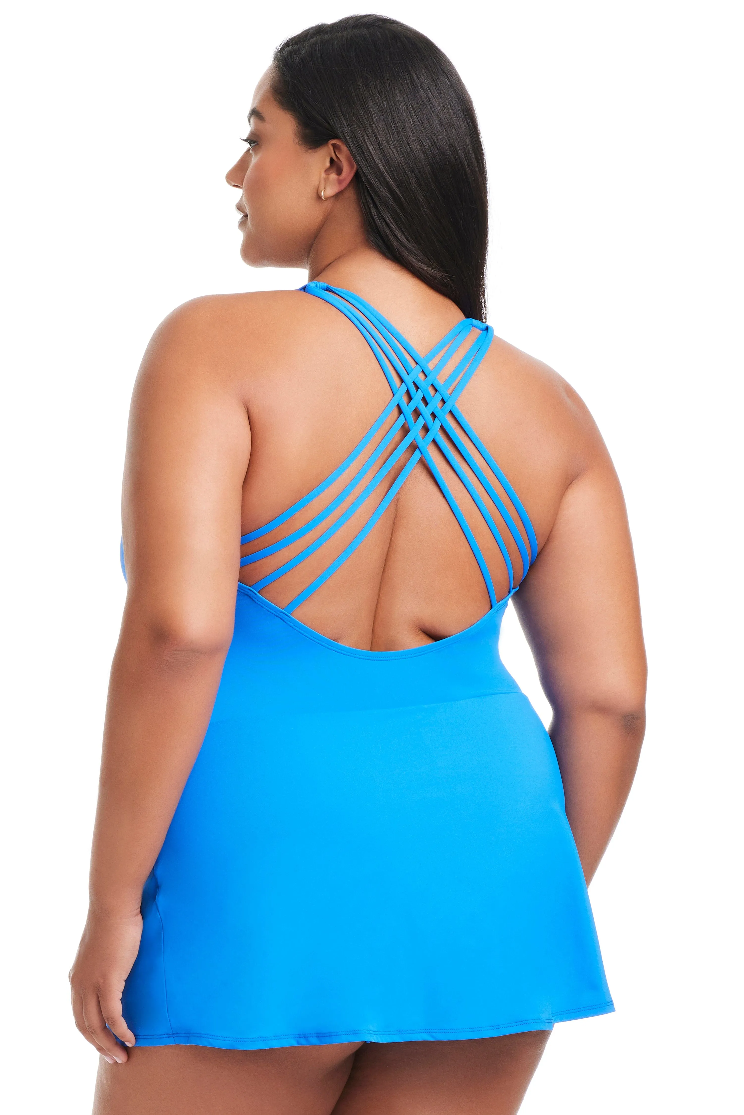 Plus Size Don't Mesh With Me Cross Back Swim Dress sold by Bleu Rod Beattie product image thumbnail 2