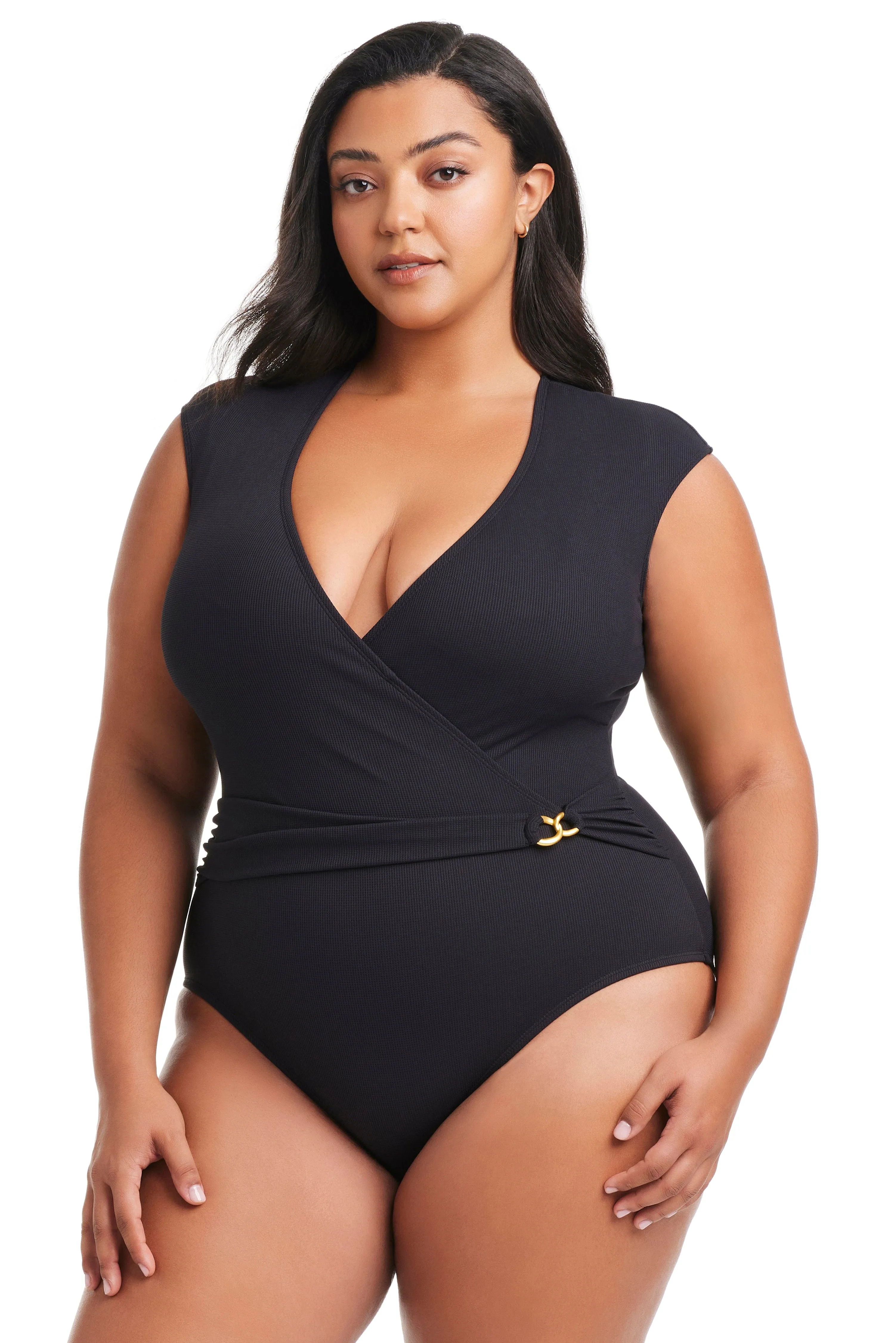 Plus Size Pique Ole Cap Sleeve One Piece Swimsuit sold by Bleu Rod Beattie product image thumbnail 3