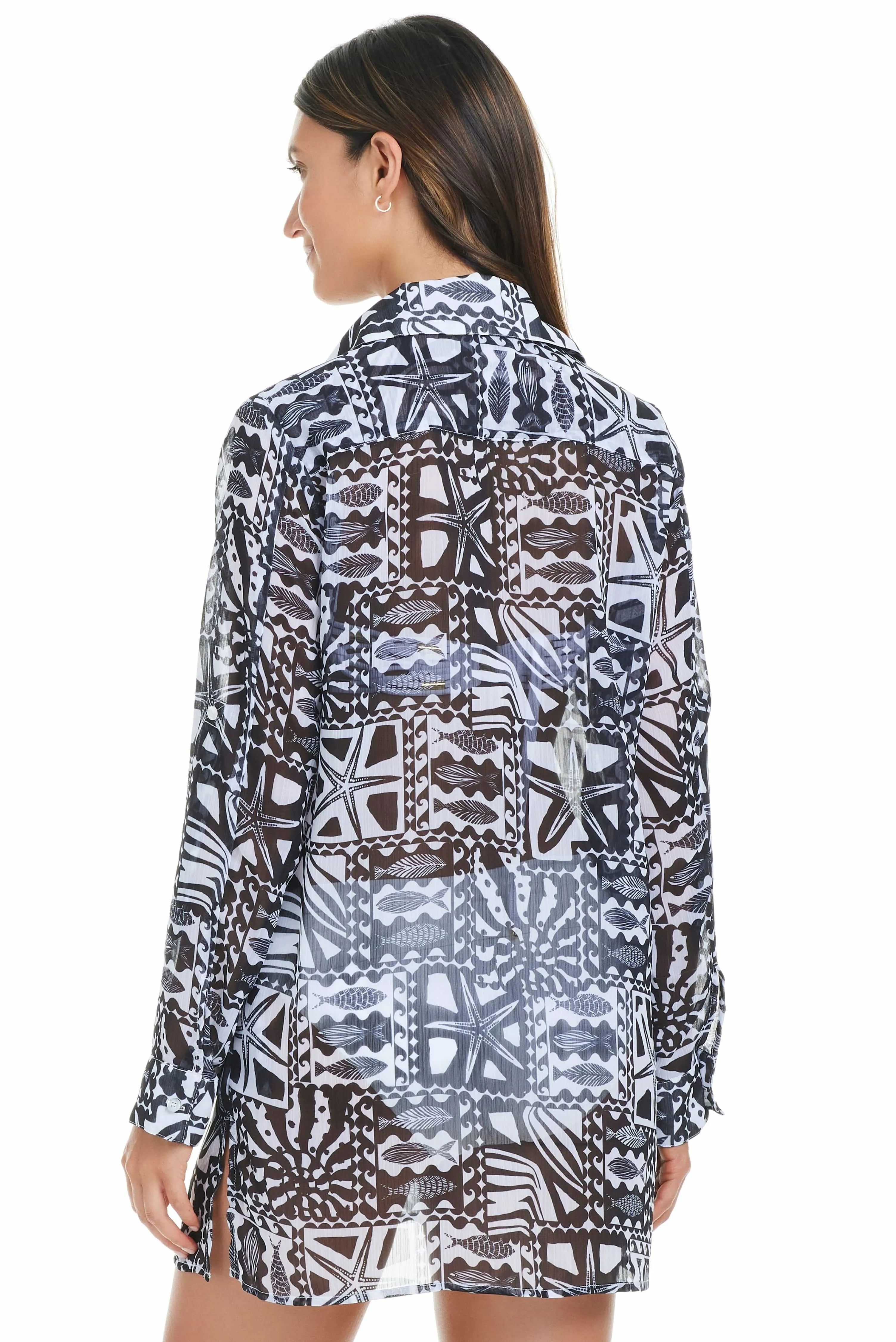 Catch Of The Day Chiffon Button Down Cover Up sold by Bleu Rod Beattie product image thumbnail 4