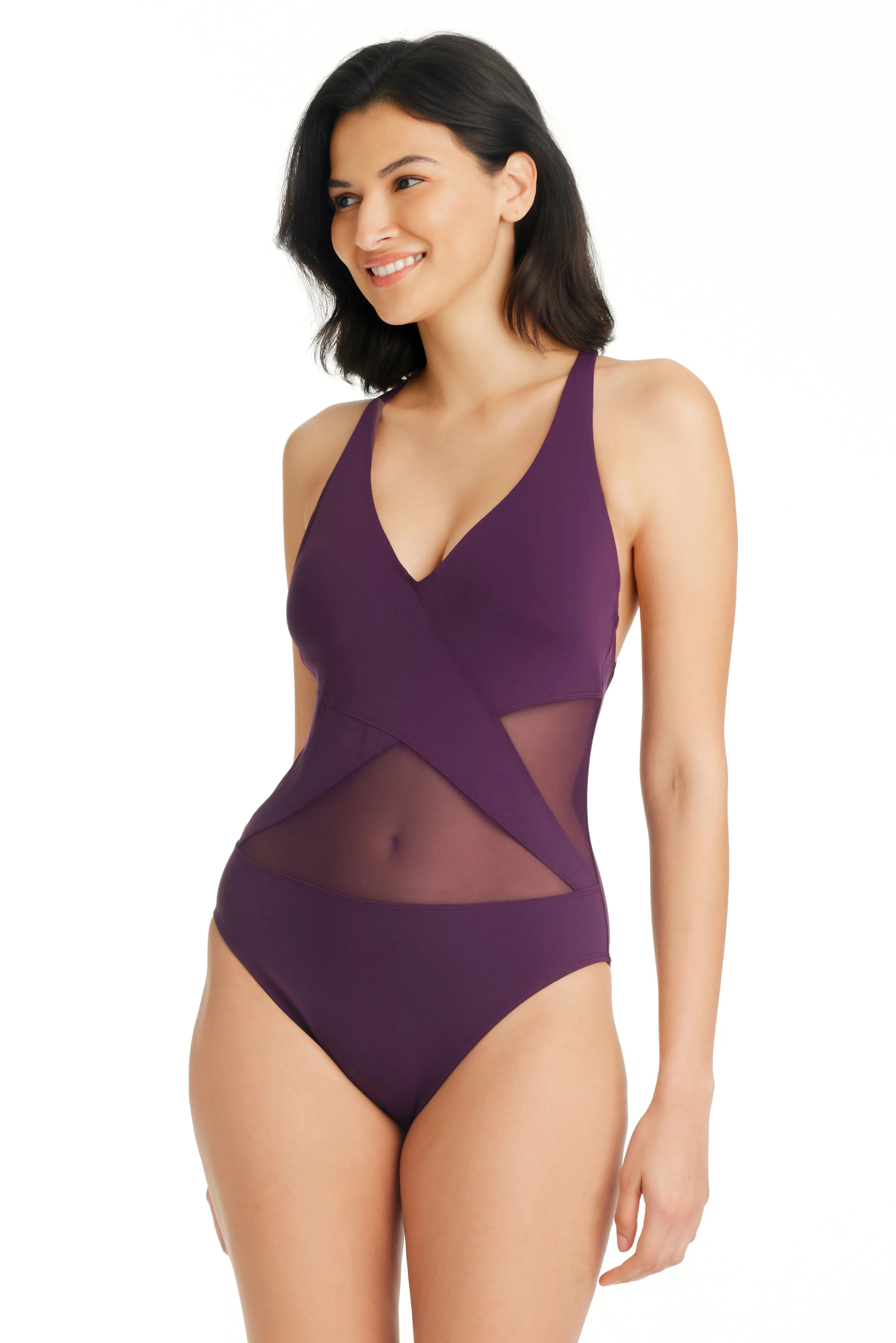 Don't Mesh With Me One Piece Surplice Mesh Swimsuit sold by Bleu Rod Beattie product image thumbnail 5