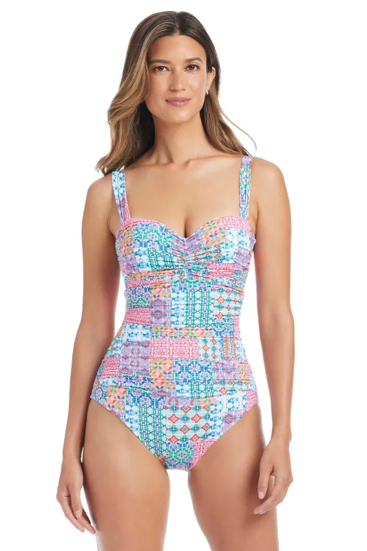 Ibiza Bohemia Shirred One Piece Swimsuit sold by Bleu Rod Beattie