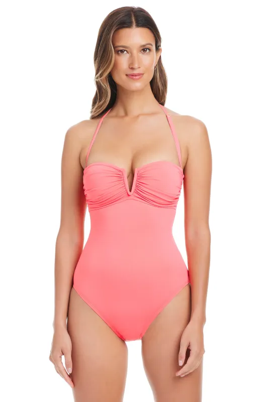 La Cote D'Azur V Wire Bandeau Premium One-Piece Swimsuit sold by Bleu Rod Beattie