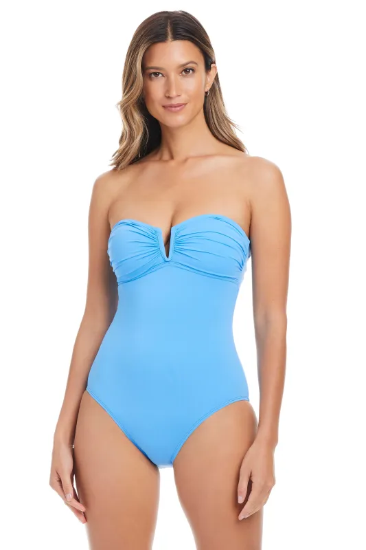 La Cote D'Azur Women's V Wire Bandeau PremiumOne Piece Swimsuit sold by Bleu Rod Beattie