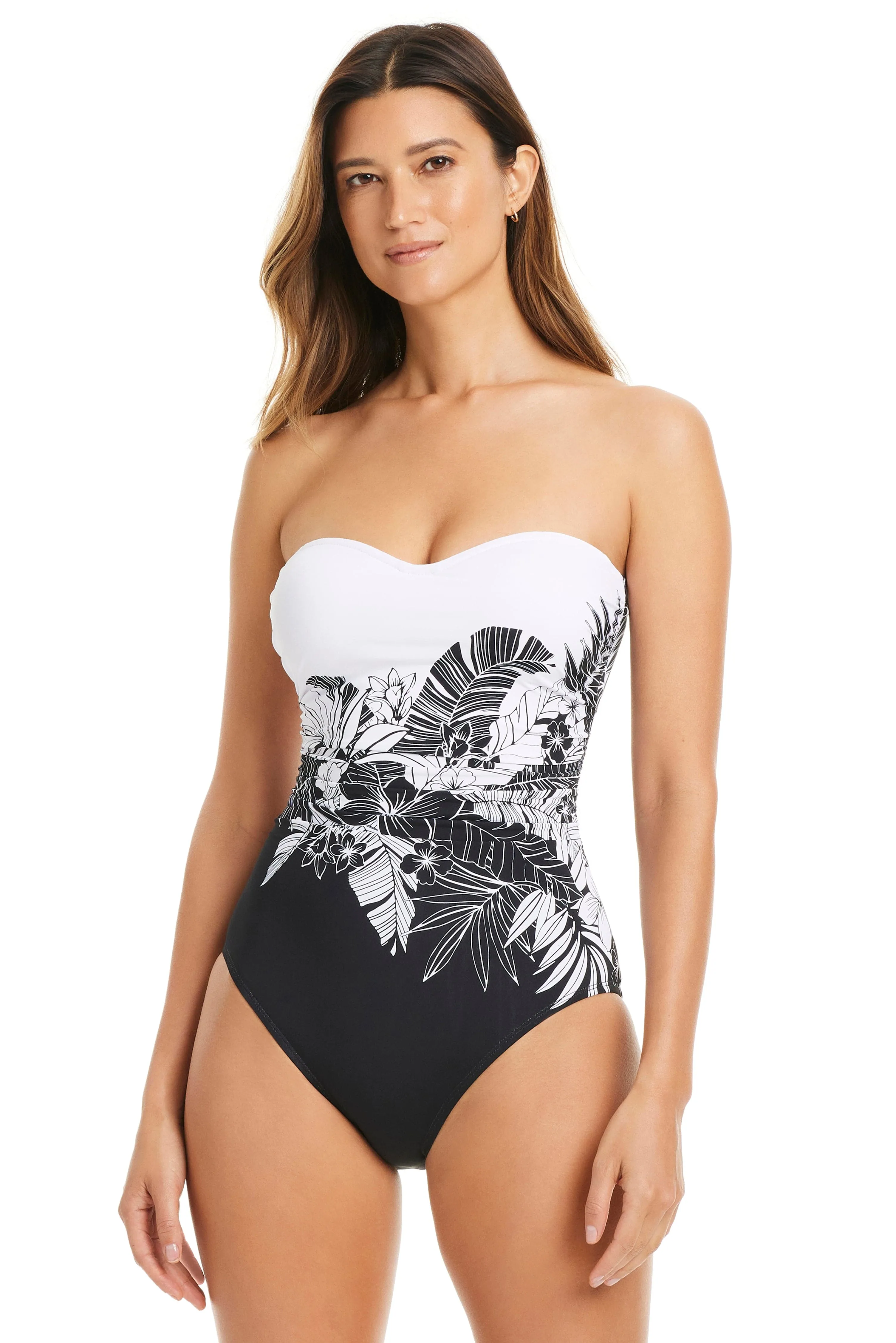 Double Duty Shirred Bandeau Premium One Piece Swimsuit sold by Bleu Rod Beattie