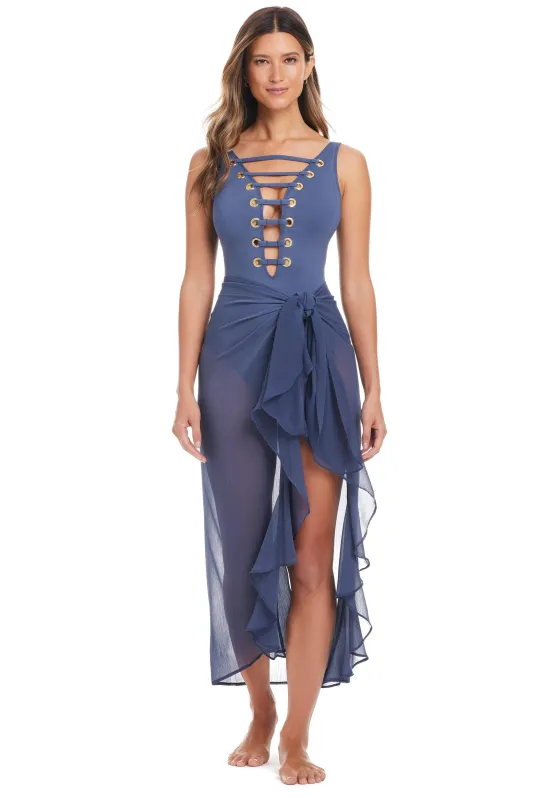 The Bleu Rod Beattie Women's Premium LIMITED EDITION Long Ruffle Sarong Coverup sold by Bleu Rod Beattie