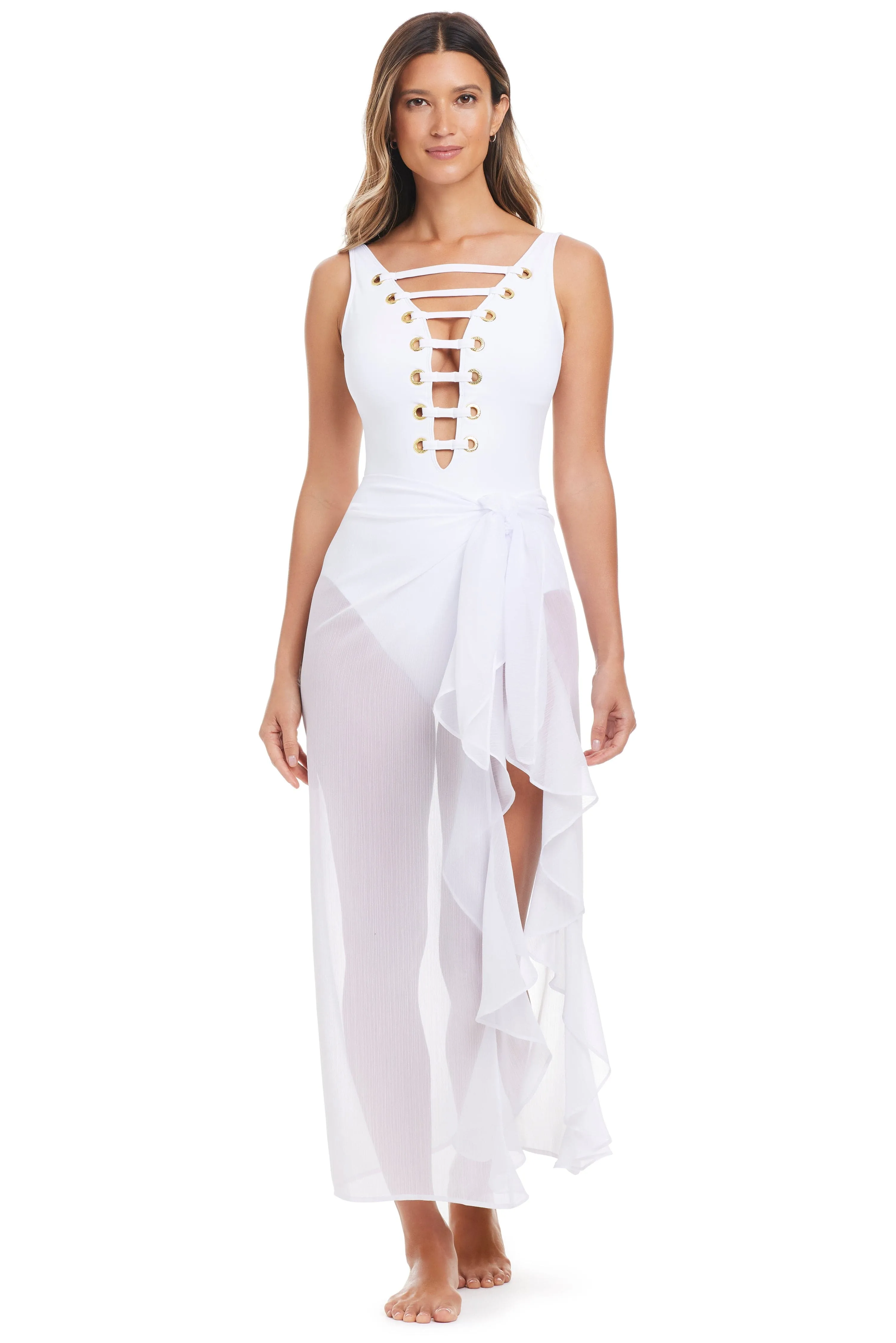 The Bleu Rod Beattie Women's Premium LIMITED EDITION Long Ruffle Sarong Coverup sold by Bleu Rod Beattie product image thumbnail 3