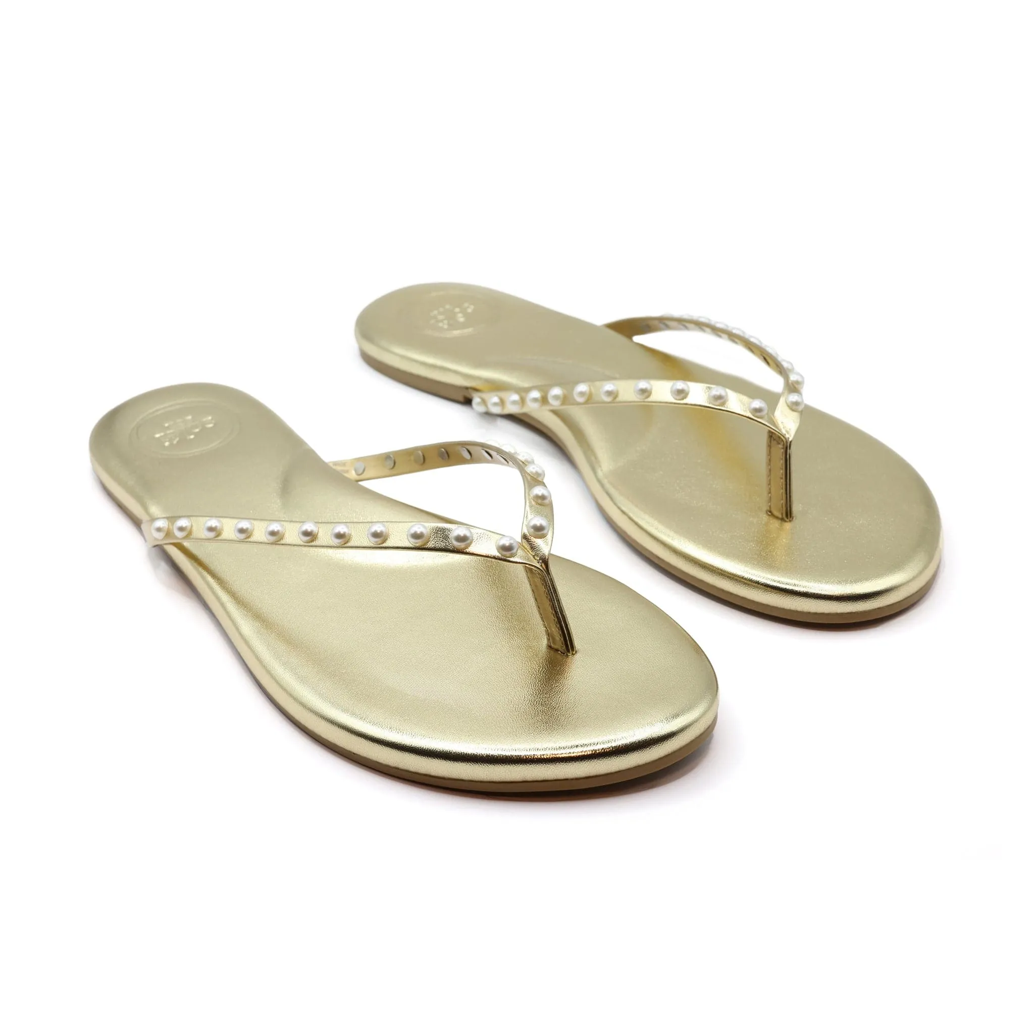The Indie Sandal in Solid Metallic Gold with Pearls sold by Bleu Rod Beattie product image thumbnail 2
