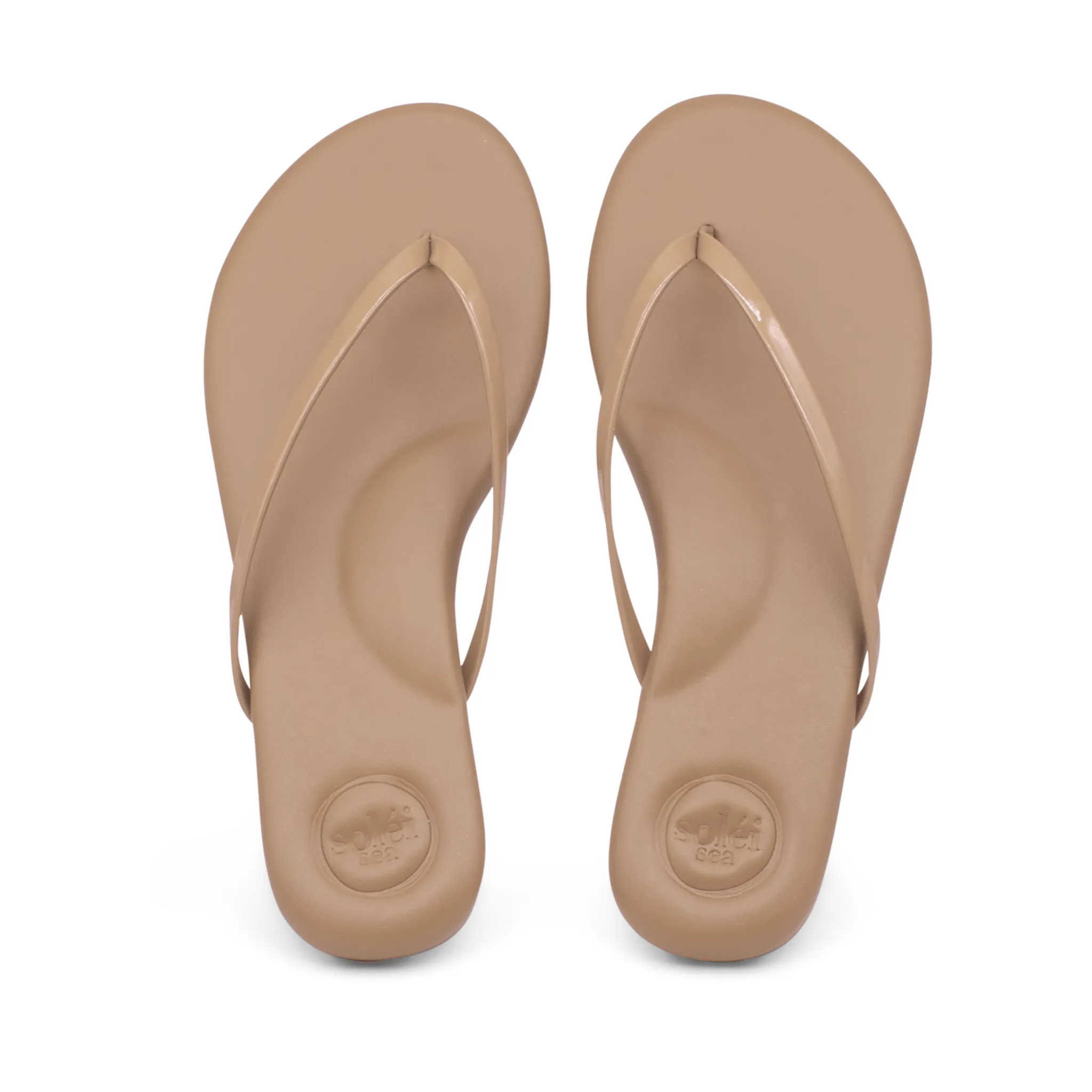 The Indie Patent Strap Sandal In Nude sold by Bleu Rod Beattie