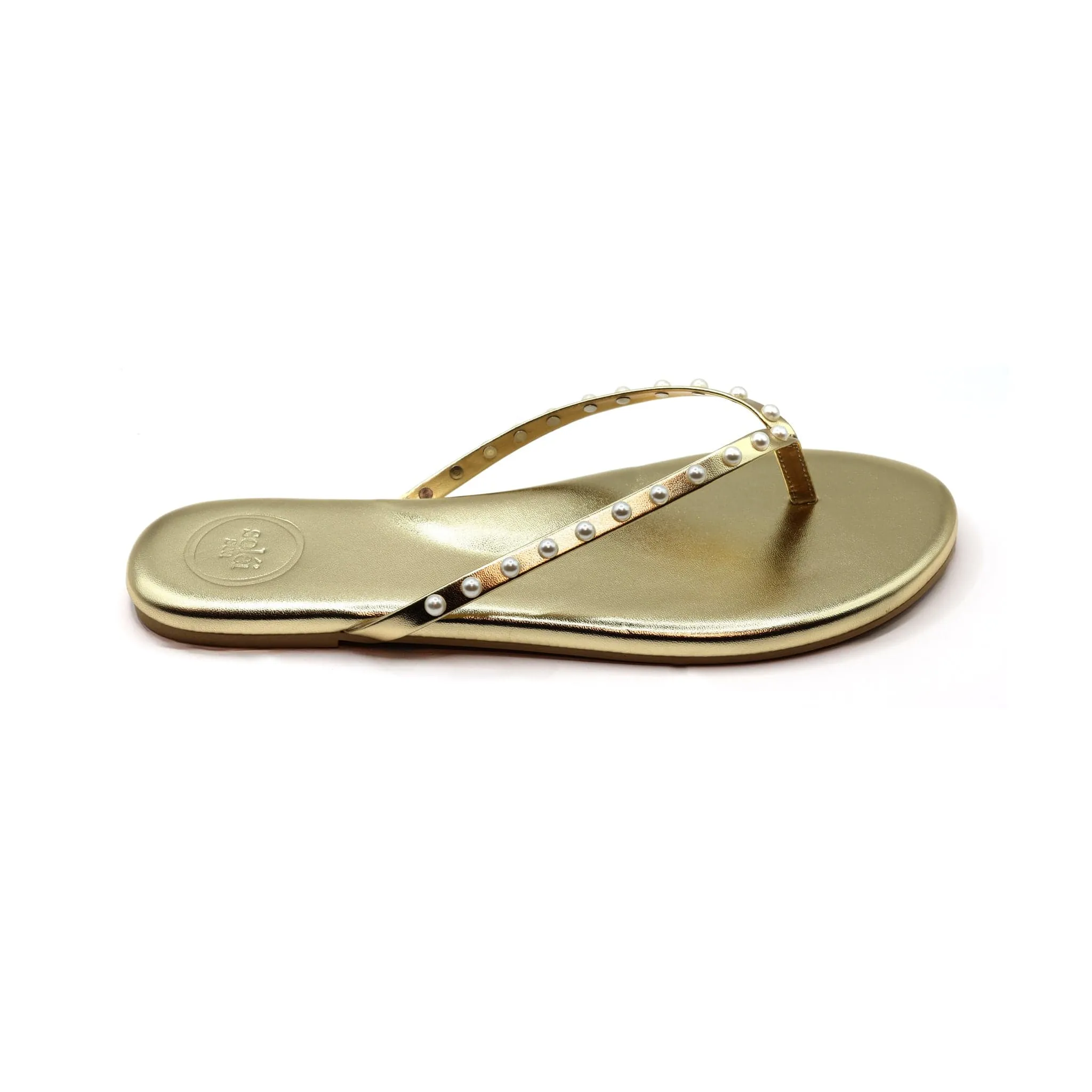 The Indie Sandal in Solid Metallic Gold with Pearls sold by Bleu Rod Beattie product image thumbnail 4