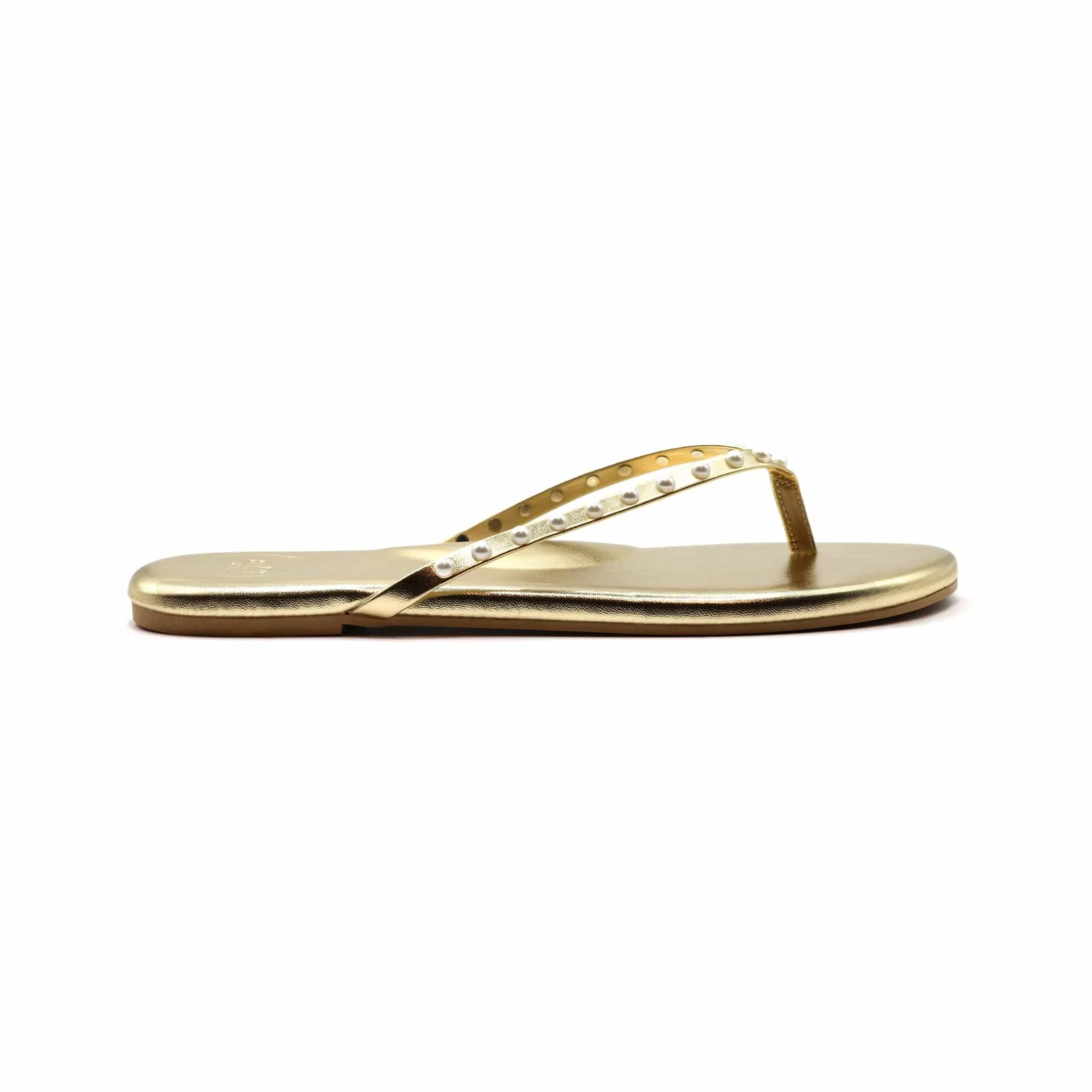 The Indie Sandal in Solid Metallic Gold with Pearls sold by Bleu Rod Beattie product image thumbnail 3