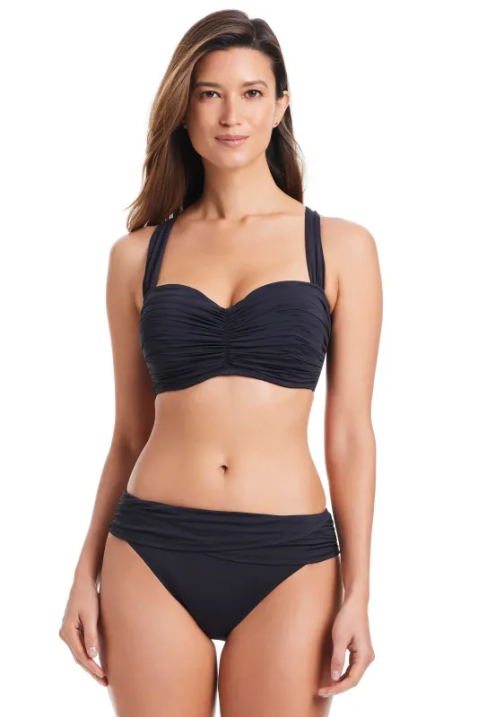 The Kore Underwire Shirred Bandeau D-DD Cup Bikini Top sold by Bleu Rod Beattie