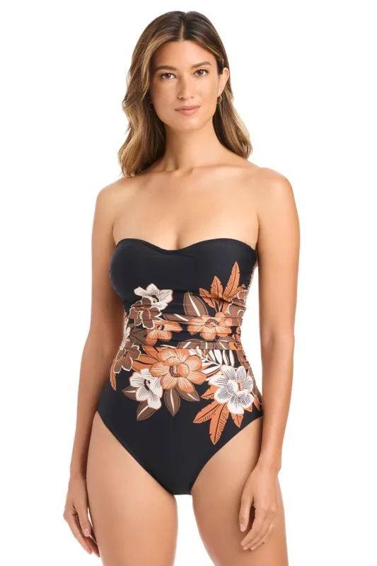 Moody Blooms Shirred Mio One-Piece Swimsuit sold by Bleu Rod Beattie