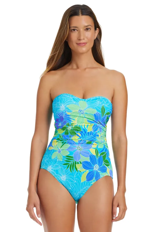Fresh Takes Shirred Bandeau One Piece Swimsuit [Size 4] made by Bleu Rod Beattie