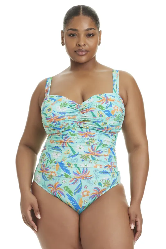 Summer Solstice Shirred Bandeau Mio One-Piece Swimsuit made by Bleu Rod Beattie