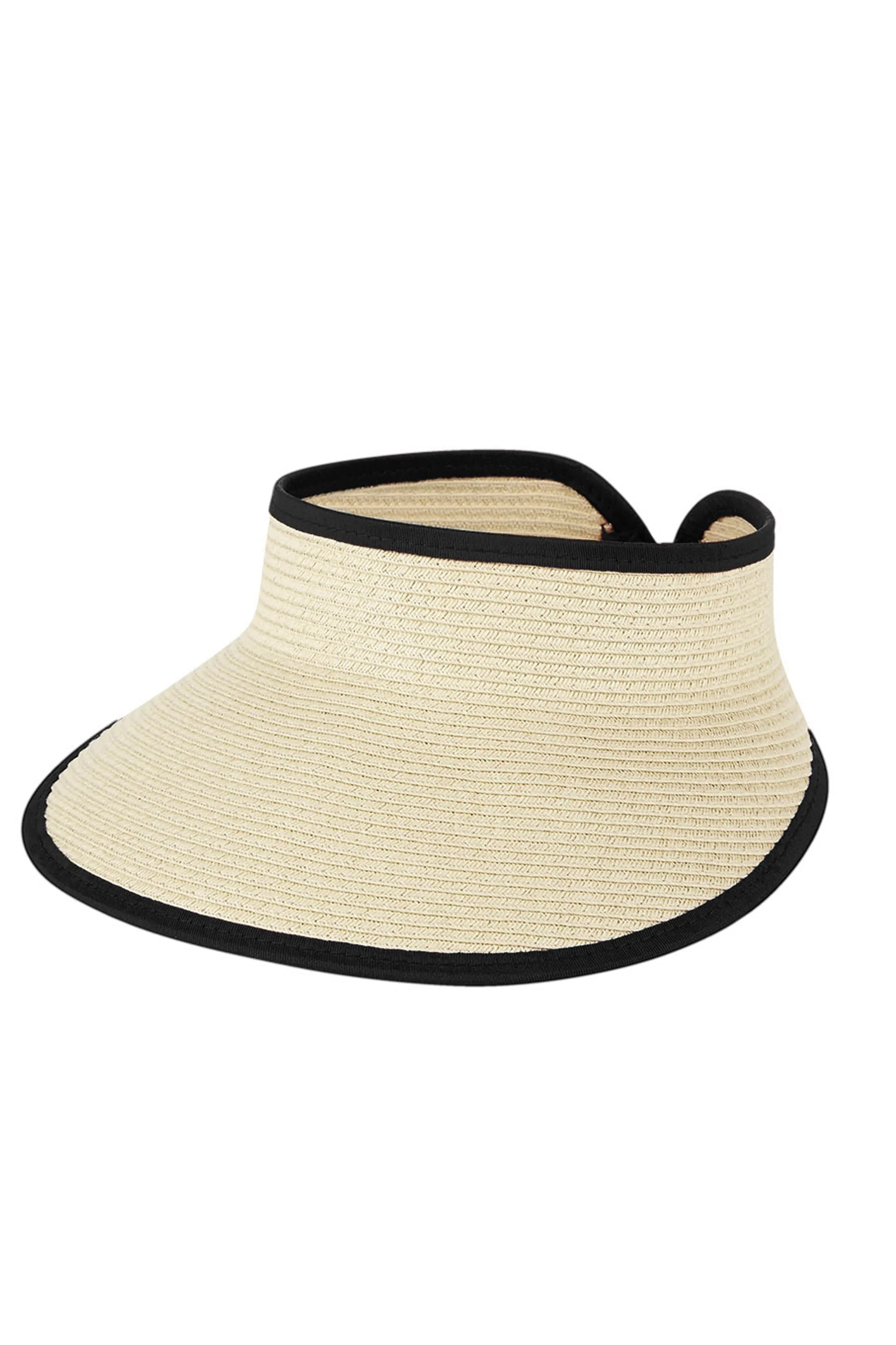 Classic Straw Visor with Black Trim sold by Bleu Rod Beattie